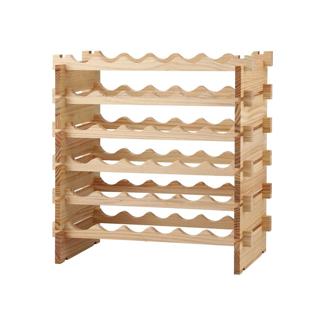 Artiss 36 Bottle Wooden Wine Rack 6 Tier Modular Wine - WR-AC-STA-36B-NT