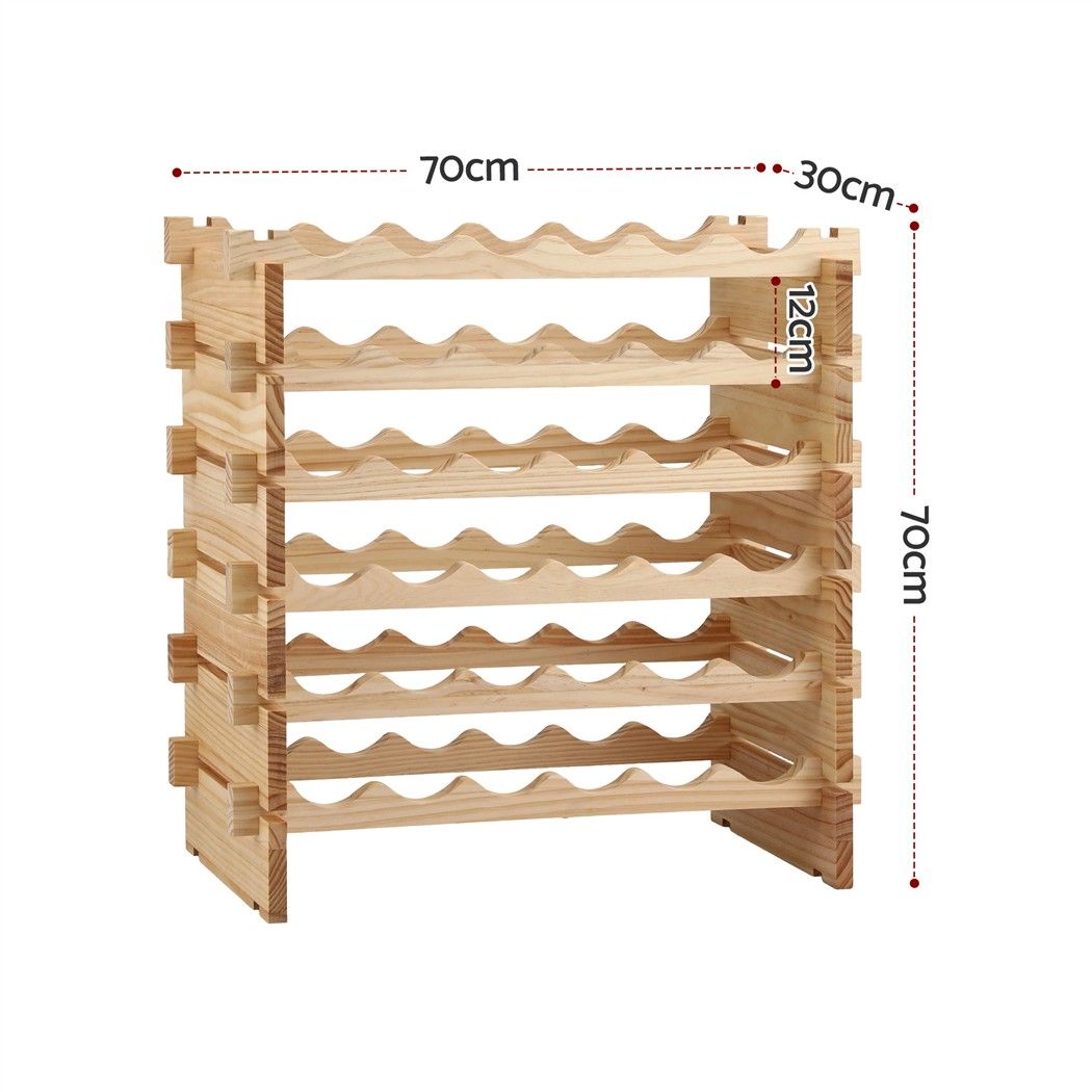 Artiss 36 Bottle Wooden Wine Rack 6 Tier Modular Wine - WR-AC-STA-36B-NT