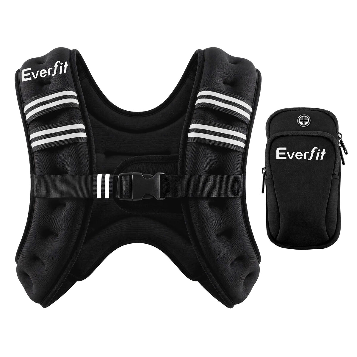 Everfit 10kg Weighted Vest Men Women, Reflective Running Vest with Armband Pouch