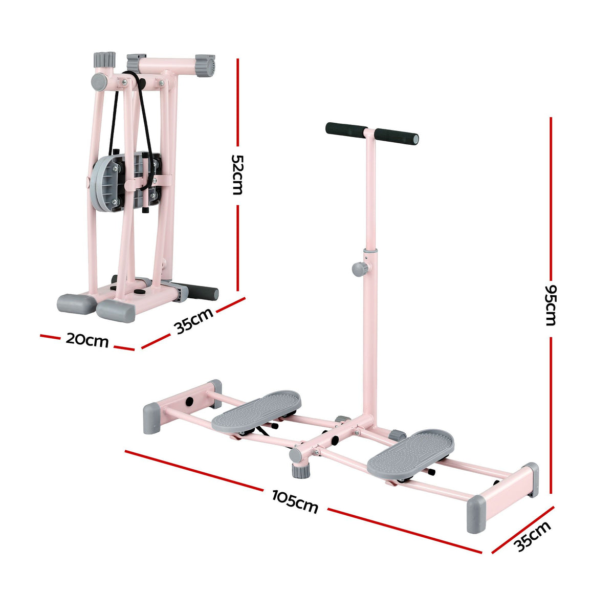 Everfit Foldable Ski Exercise Machine Leg Thigh Trainer Home Fitness Cardio Pink