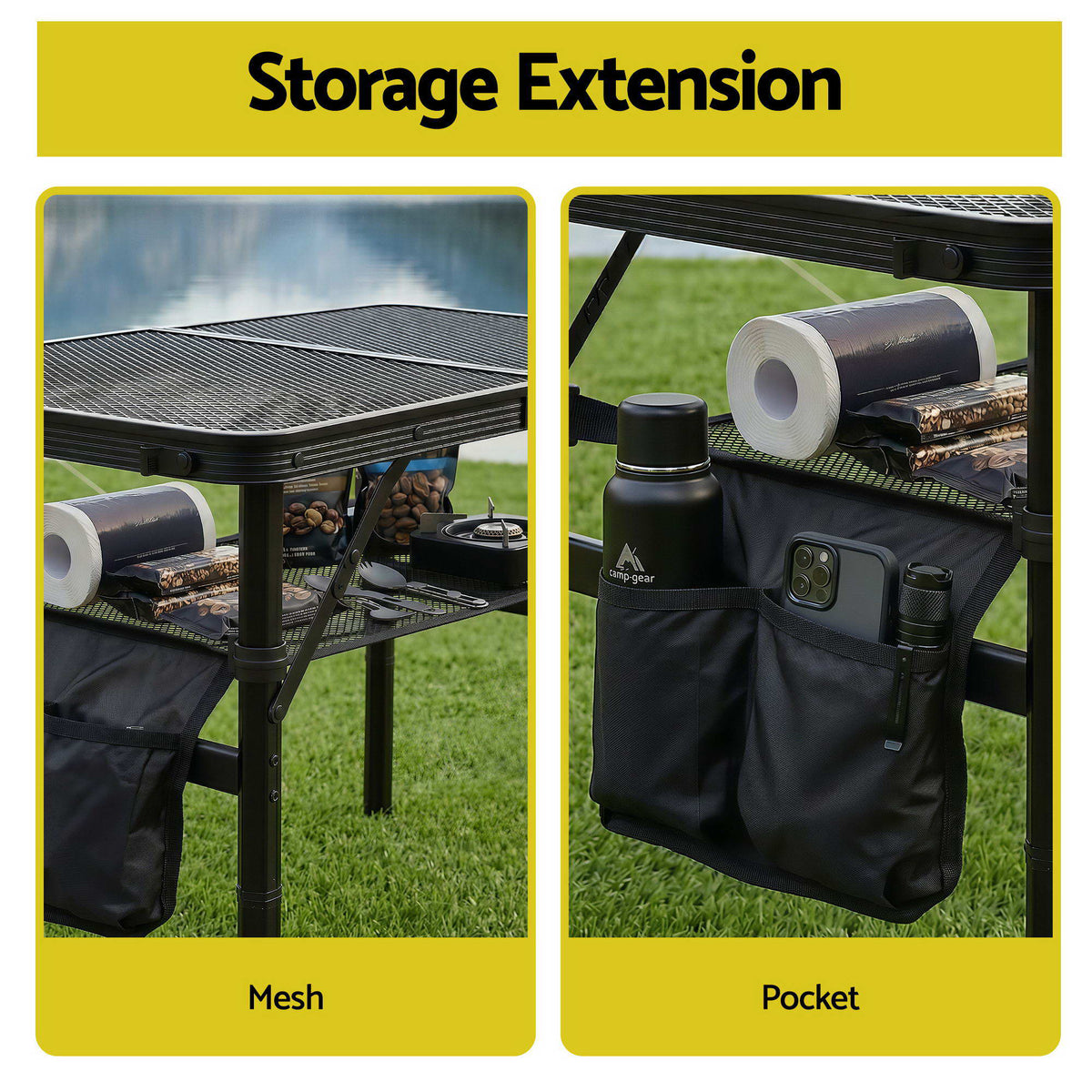 Gardeon BBQ Camp Table Portable Foldable Grill Metal Table 2.5kg 60*40*56