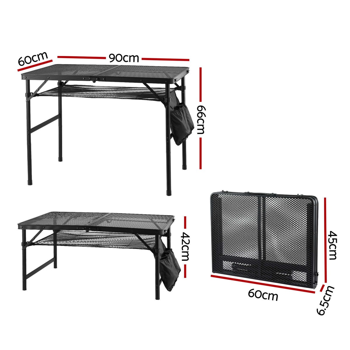 Gardeon BBQ Camp Table Portable Foldable Grill Metal Table 3.9kg 90*60*66