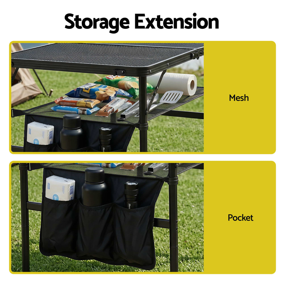 Gardeon BBQ Camp Table Portable Foldable Grill Metal Table 3.9kg 90*60*66