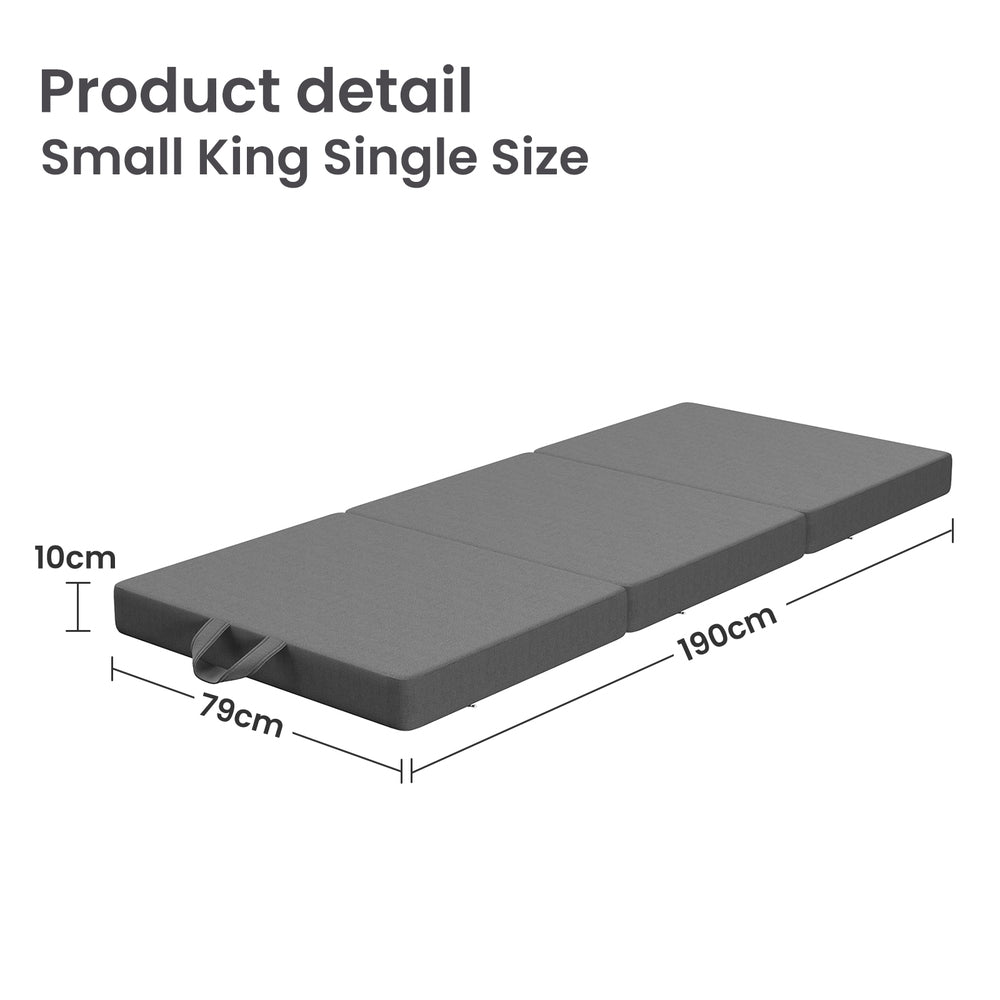 10cm Small King Single BedStory 3-Fold Mattress - XFGH-MA-K-FD-10-SKS-GY