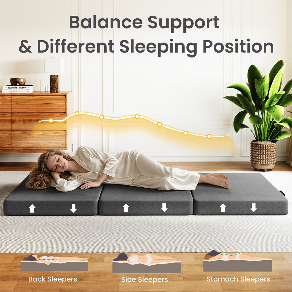 10cm Small Single BedStory 3-Fold Mattress Folding - XFGH-MA-K-FD-10-SS-GY
