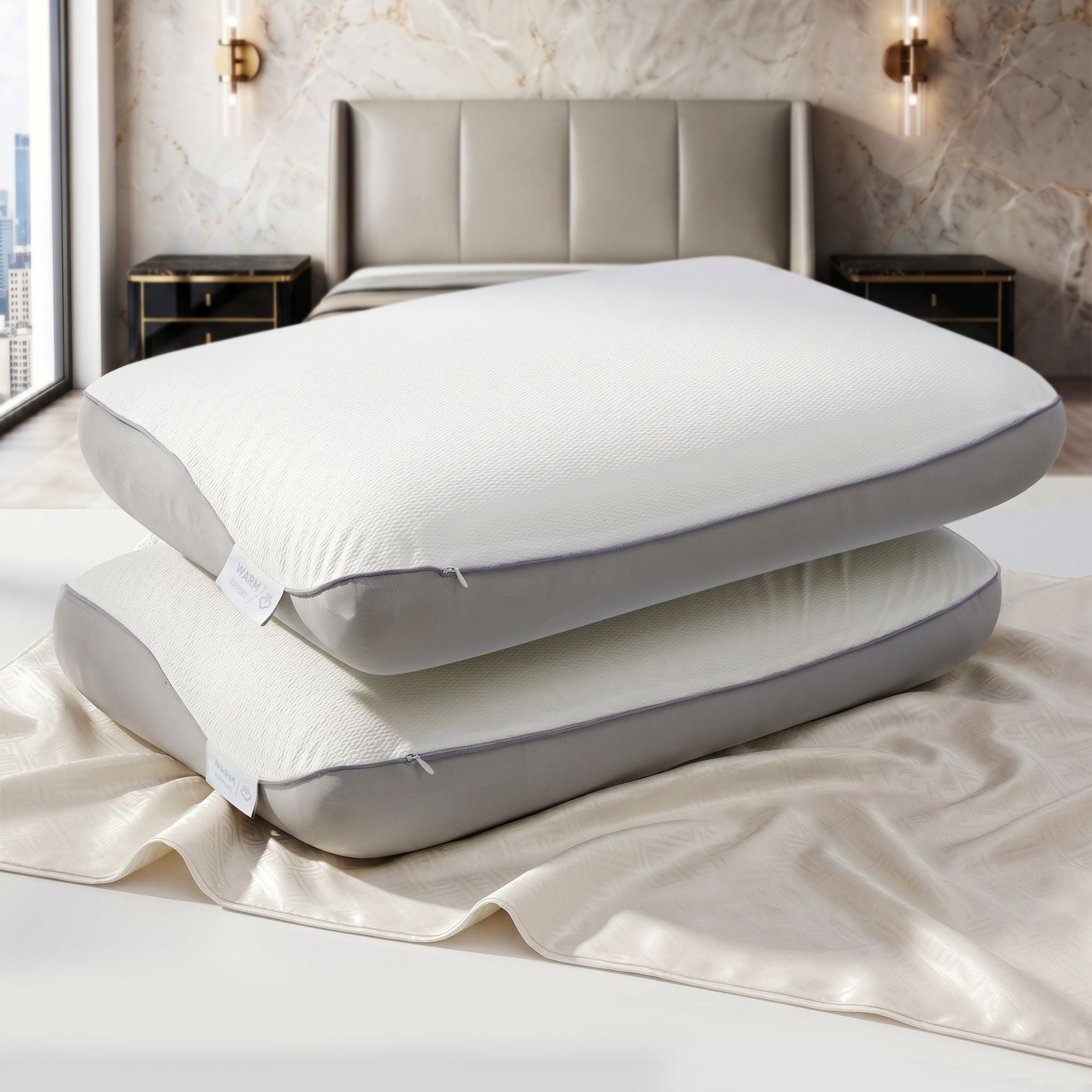 ROOMSENSE Reversible Dual-Sided Memory Foam Pillow, Ice-Coo - XFKF-PL-1168R-WHX2