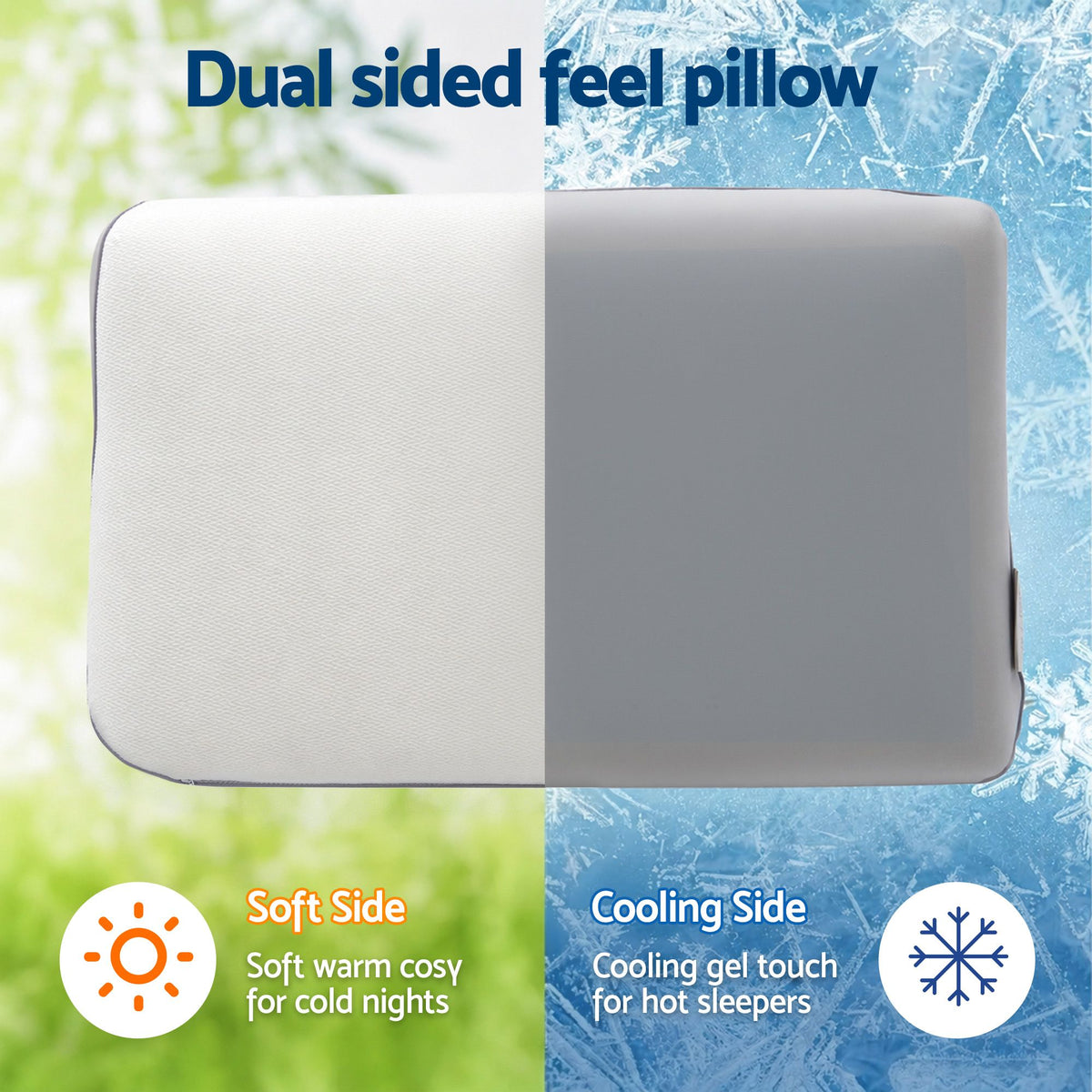 ROOMSENSE Reversible Dual-Sided Memory Foam Pillow, Ice-Coo - XFKF-PL-1168R-WHX2