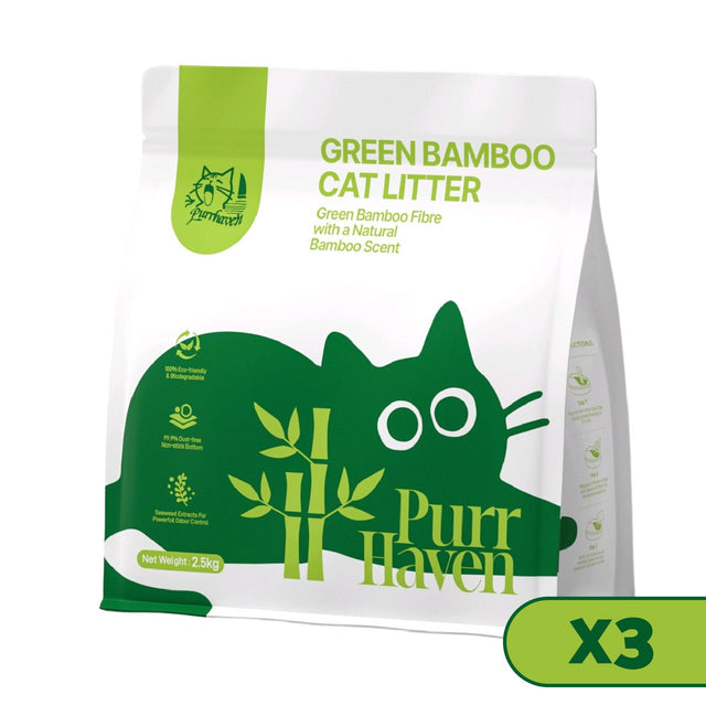 Purrhaven Bamboo Clumping Cat 7 5 3 Rapid Liquid Absorption Non Toxic Formula