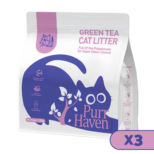 Purrhaven Green Tea Clumping 7 5 3 Rapid Liquid Absorption Non Toxic Formula