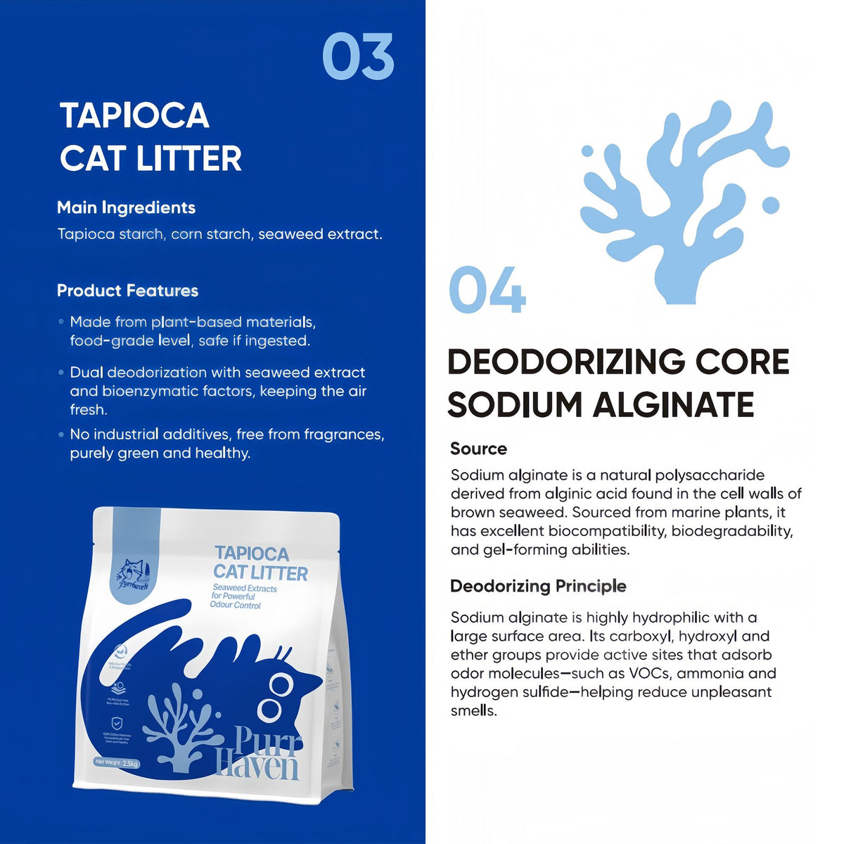 PurrHaven Tapioca Clumping Cat & Kitty Litter, 7.5kg (3 Pack),D - XFPH-CL-TP-3BU