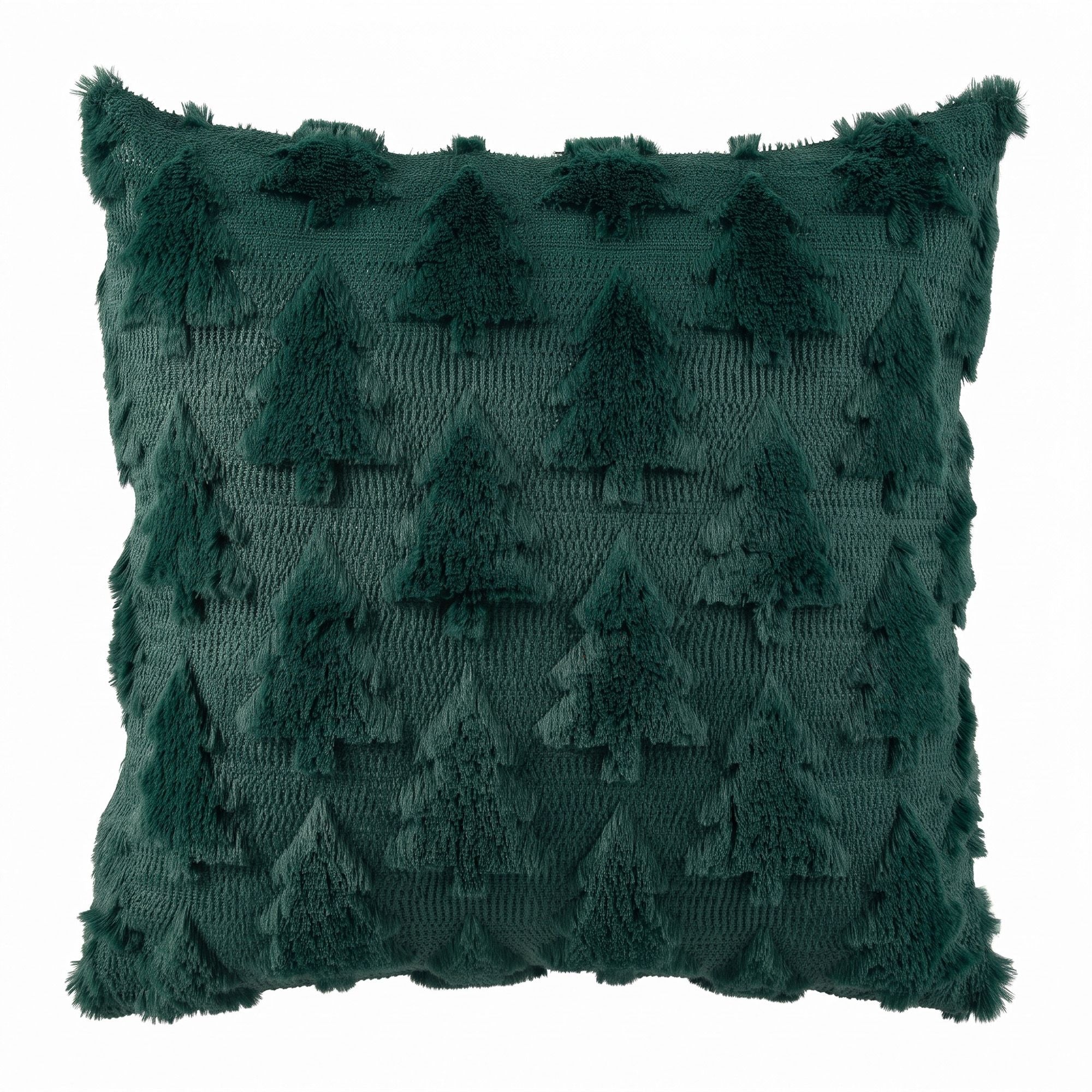 Jingle Jollys Christmas Tree Pillow 2 Packs Soft Fur Throw Green 45 x 45cm x