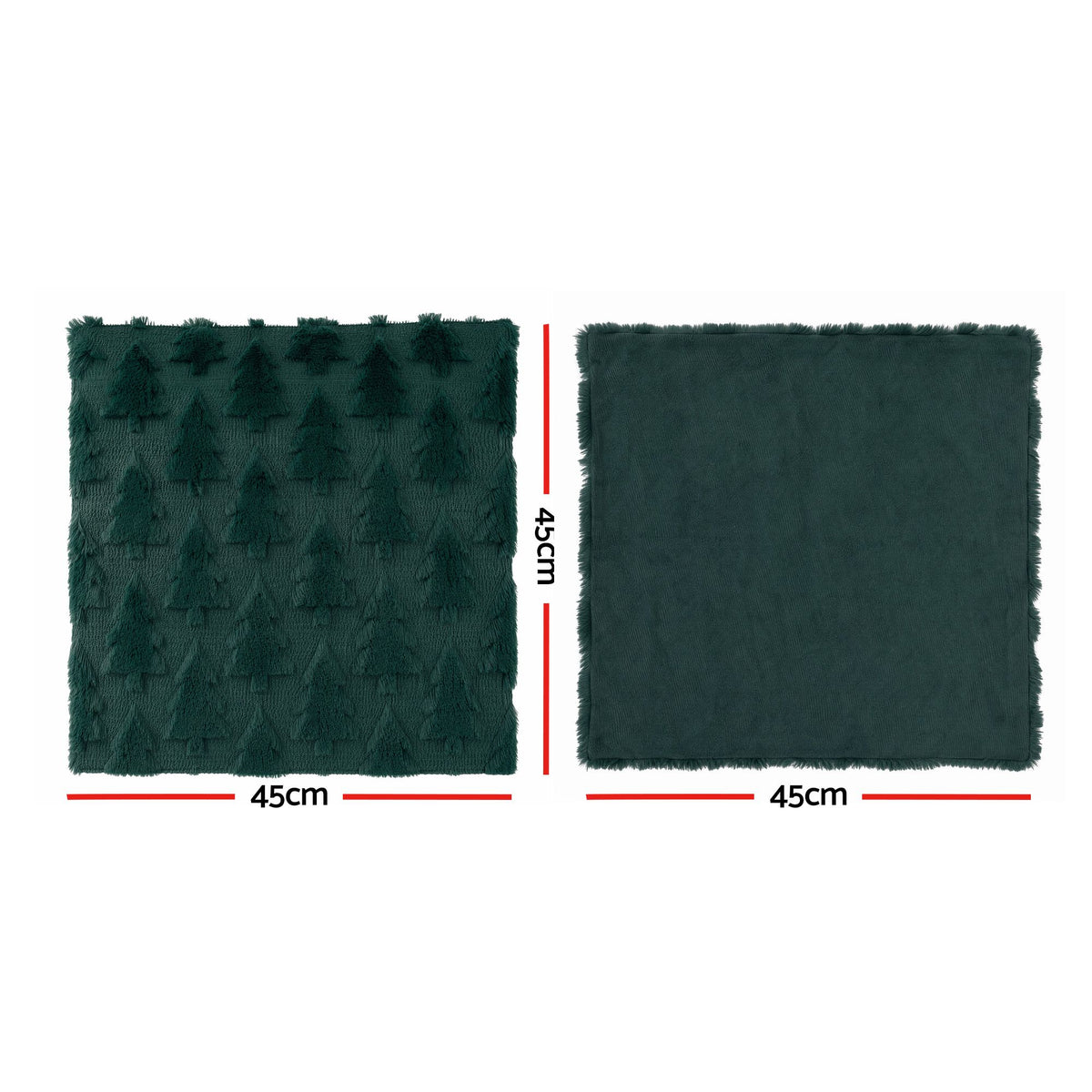 Jingle Jollys Christmas Tree Pillow 2 Packs Soft Fur Throw Green 45 x 45cm x