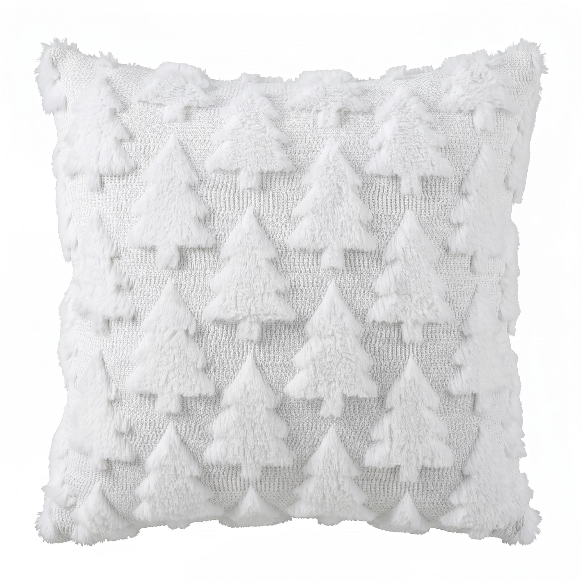 Jingle Jollys Christmas Tree Pillow 2 Packs Soft Fur Throw White 45 x 45cm x