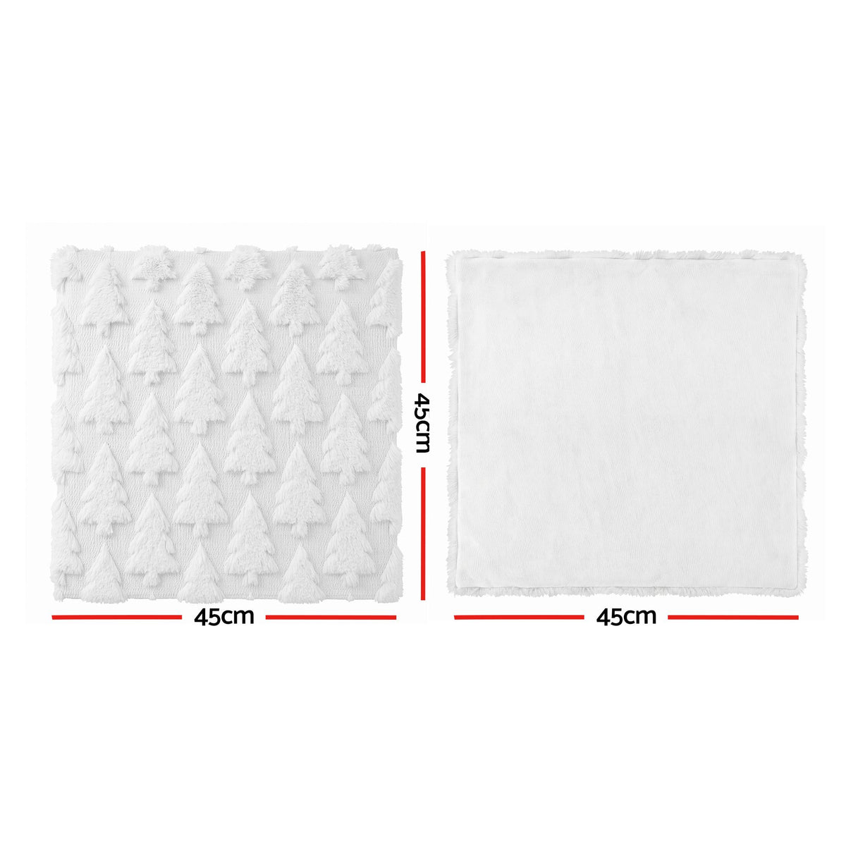 Jingle Jollys Christmas Tree Pillow 2 Packs Soft Fur Throw White 45 x 45cm x