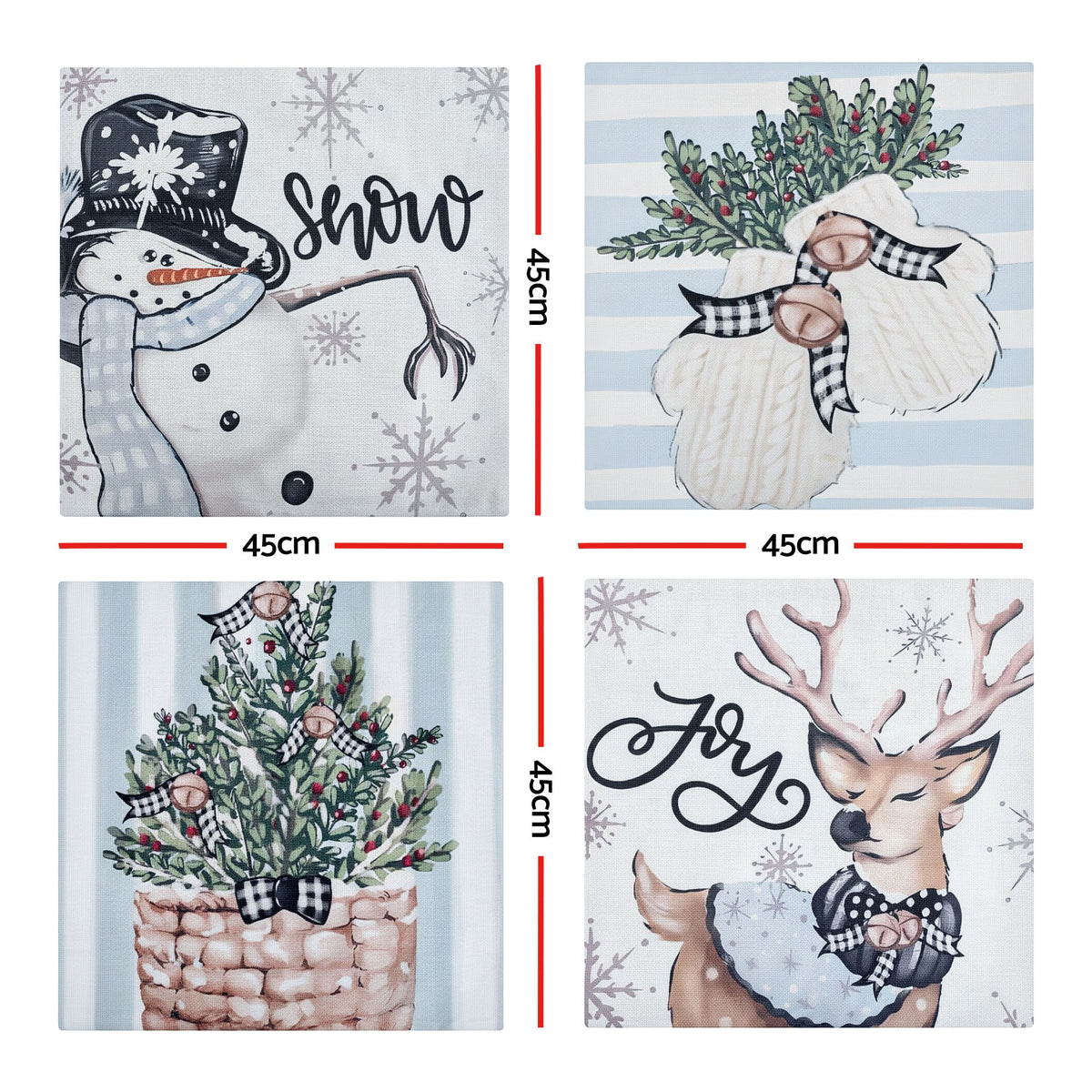 Jingle Jollys Christmas Cushion Covers Set of 45x45cm w/ Cute Patterns Blue