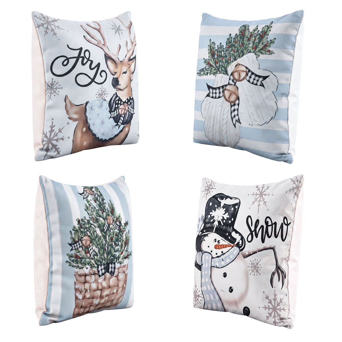 Jingle Jollys Christmas Cushion Covers Set of 45x45cm w/ Cute Patterns Blue