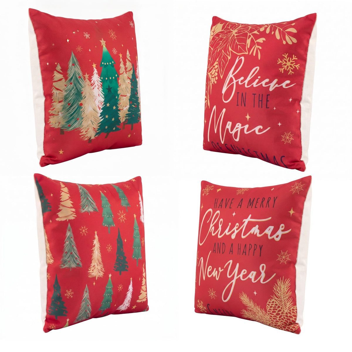 Jingle Jollys Christmas Cushion Covers Set of 45x45cm w/ Cute Patterns Red