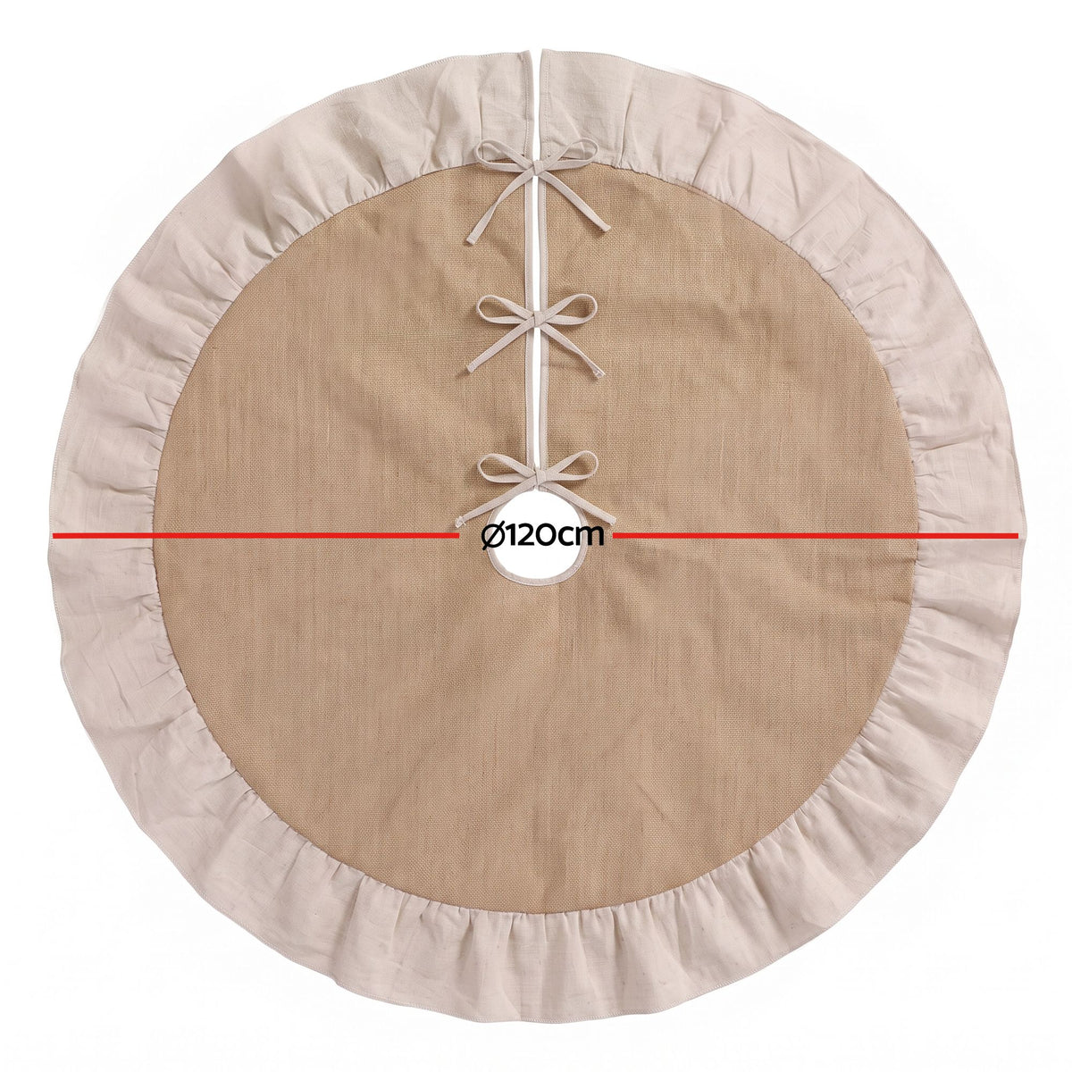 Jingle Jollys 120cm Christmas Tree Skirt Linen Christmas Tree Mat Decor