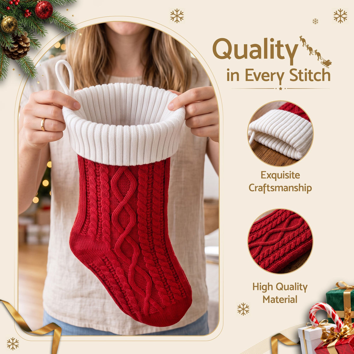 Jingle Jollys 3PCS Stockings Leather 16 Displays
