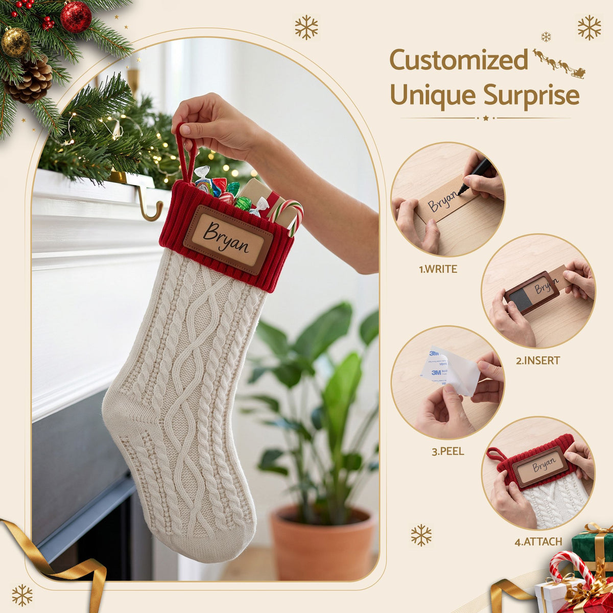 Jingle Jollys 3PCS Stockings Leather 16 Displays