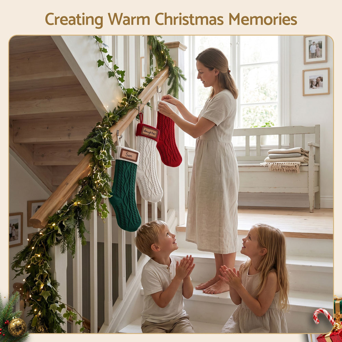 Jingle Jollys 3PCS Stockings Leather 16 Displays