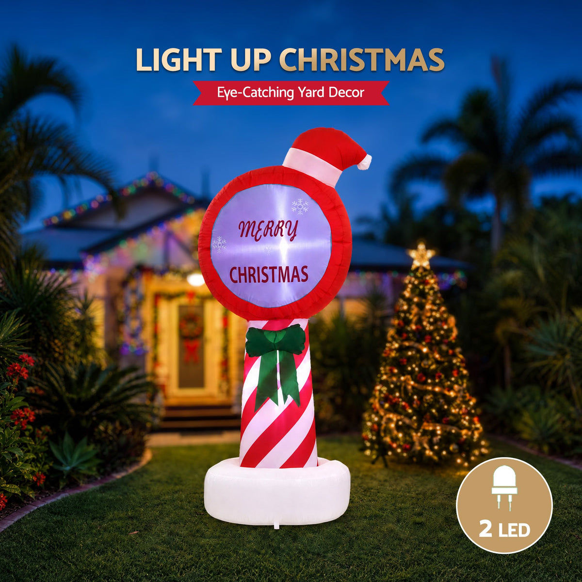 Jingle Jollys Christmas Inflatable Pole 1.8M Height LED Outdoor Decorations Illuminated