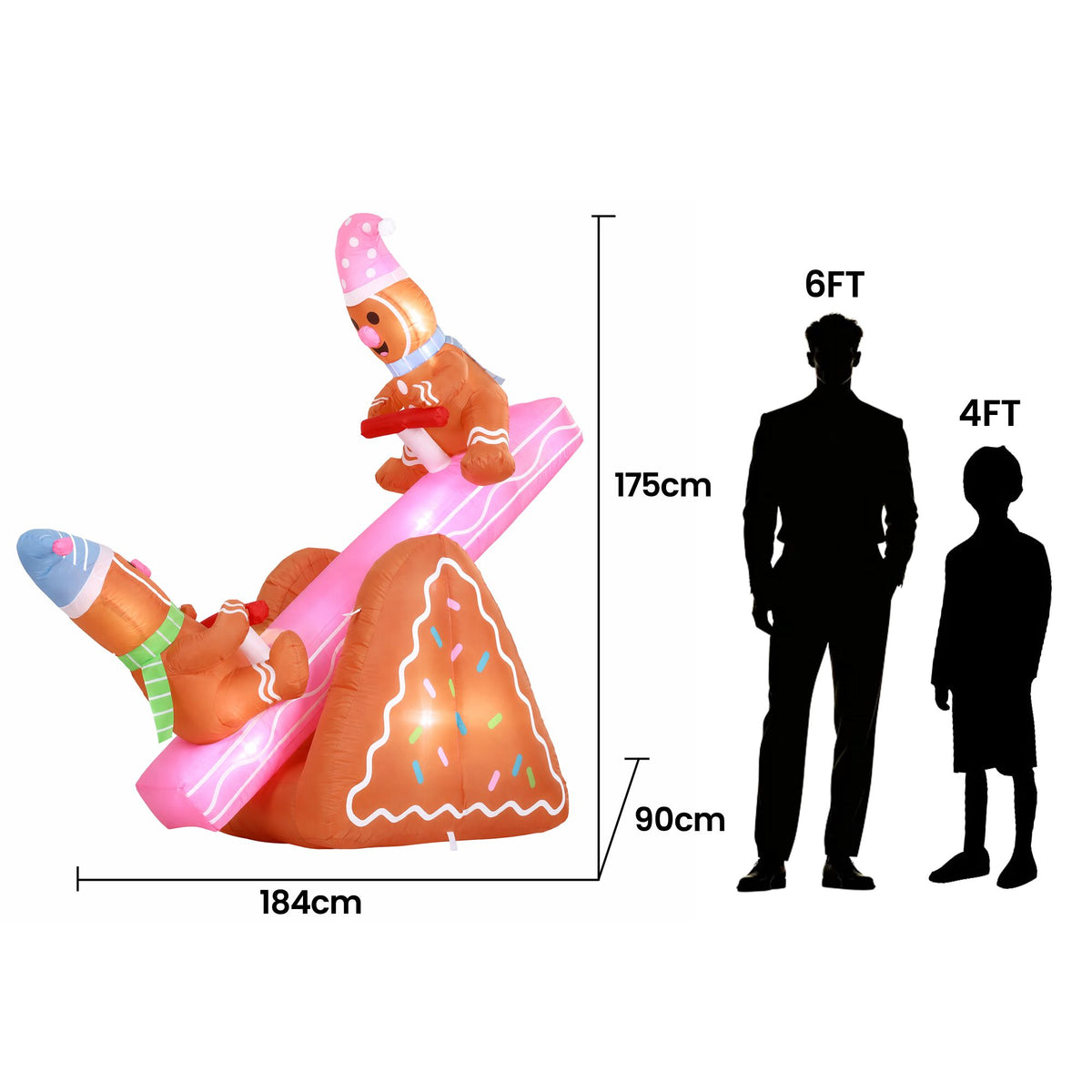 Jingle Jollys Christmas Inflatable Seesaw 1.8M Height LED Outdoor Decorations Illuminated