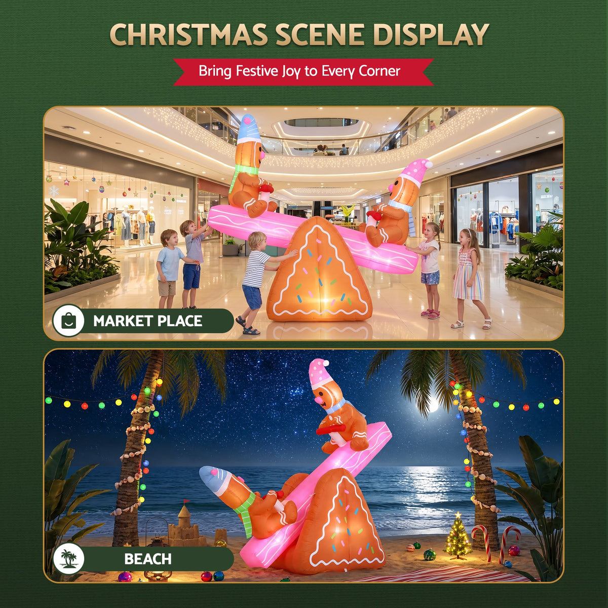 Jingle Jollys Christmas Inflatable Seesaw 1.8M Height LED Outdoor Decorations Illuminated