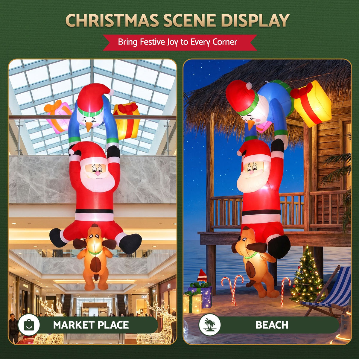 Jingle Jollys Christmas Inflatable Climbing Santa 3.5M Height LED Decorations Illuminated