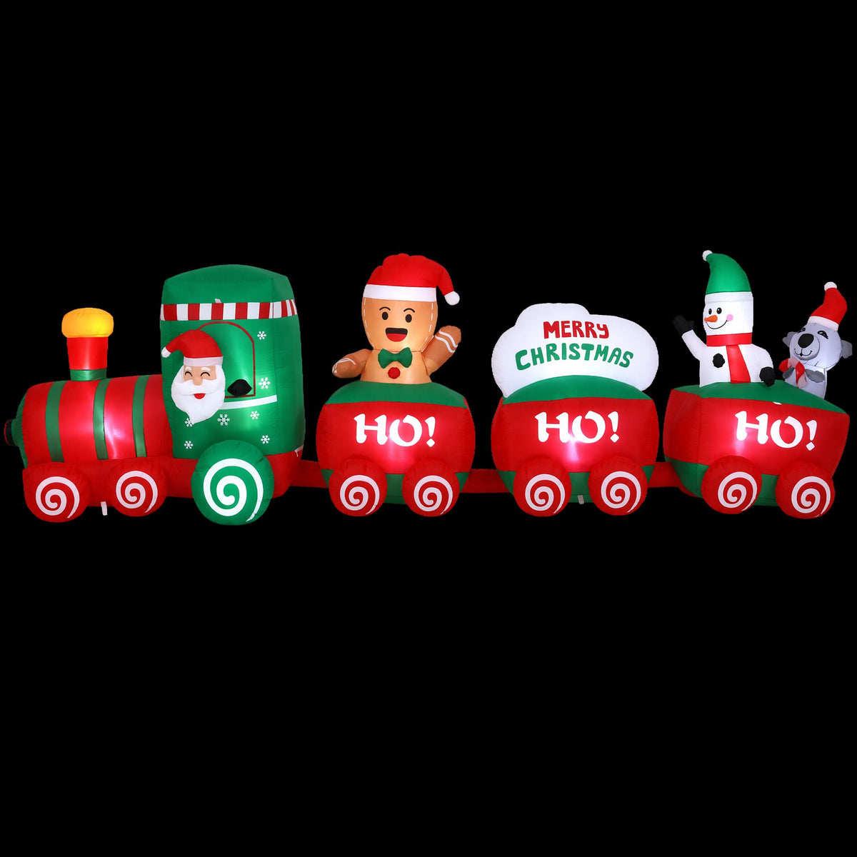 Jingle Jollys Christmas Inflatable Santa Train 3.6M Length LED Decorations Illuminated