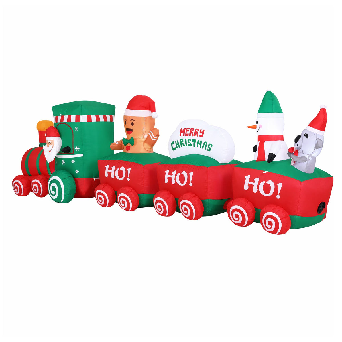Jingle Jollys Christmas Inflatable Santa Train 3.6M Length LED Decorations Illuminated