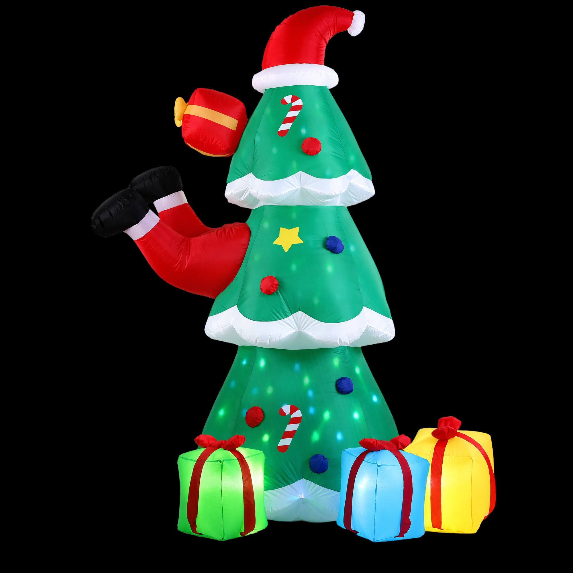 Jingle Jollys Christmas Inflatable Santa Tree 2.5M Height Flashing Light Decorations Illuminated