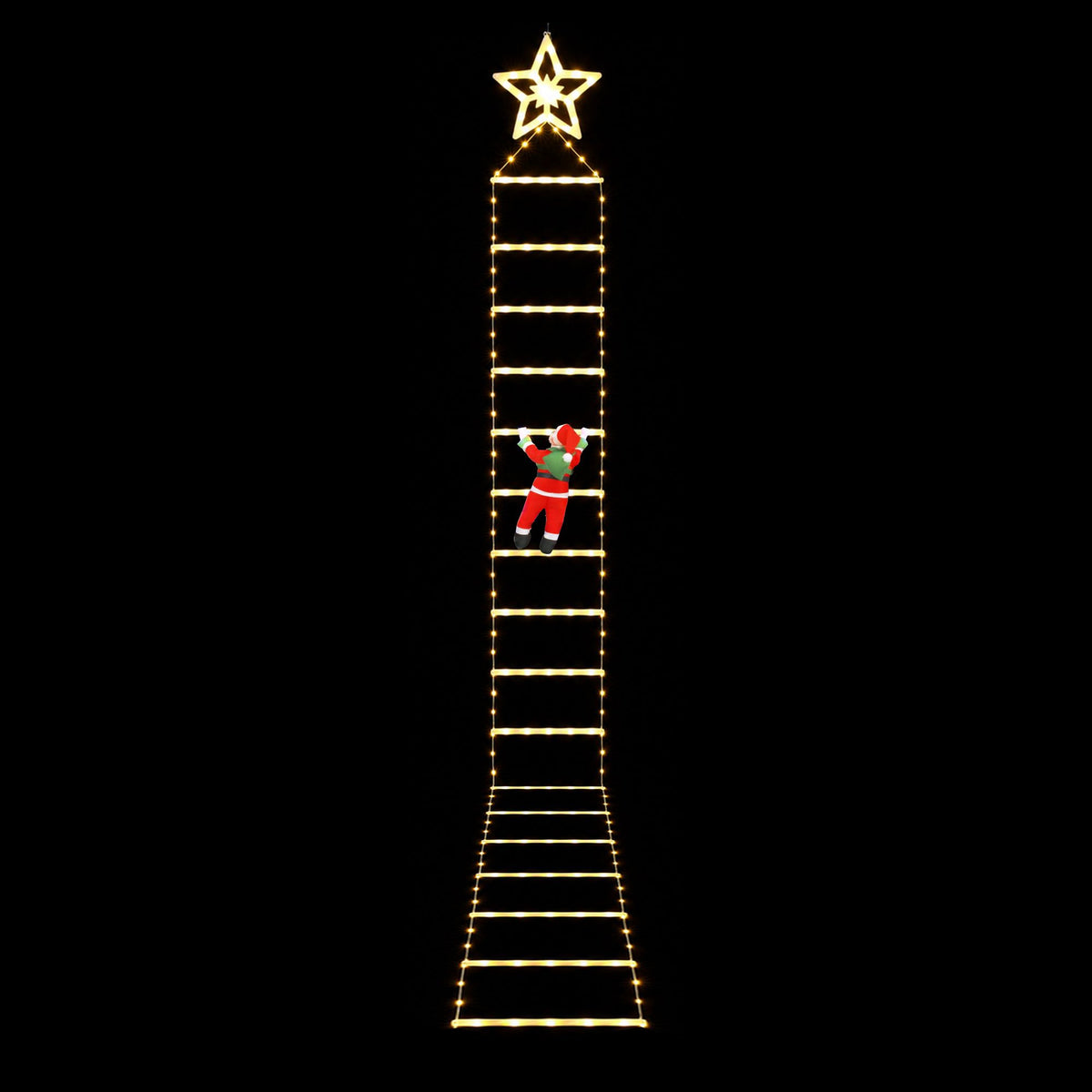 Jingle Jollys Christmas Ladder Lights Santa 3.4m 328LED Hanging Decor Warm White
