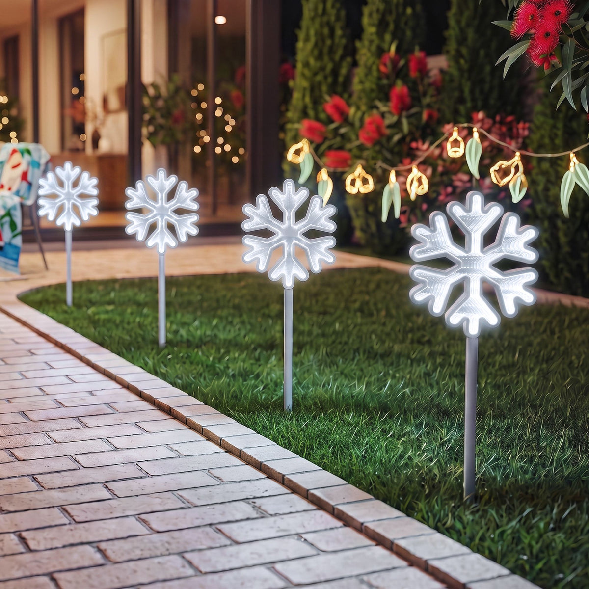 Jingle Jollys 4 pk Christmas Lights Path Lights Garden Pathway Lighting