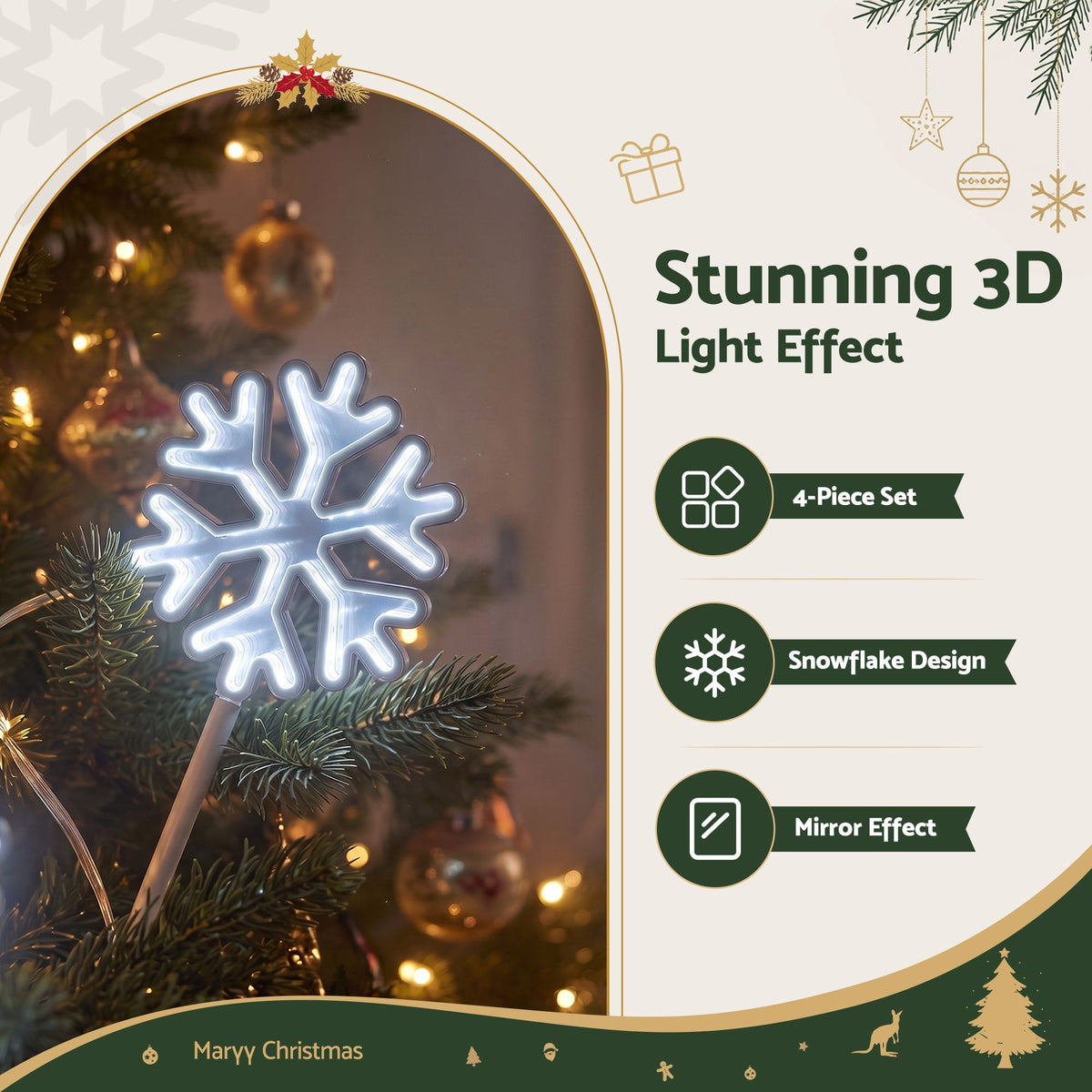 Jingle Jollys 4 pk Christmas Lights Path Lights Garden Pathway Lighting