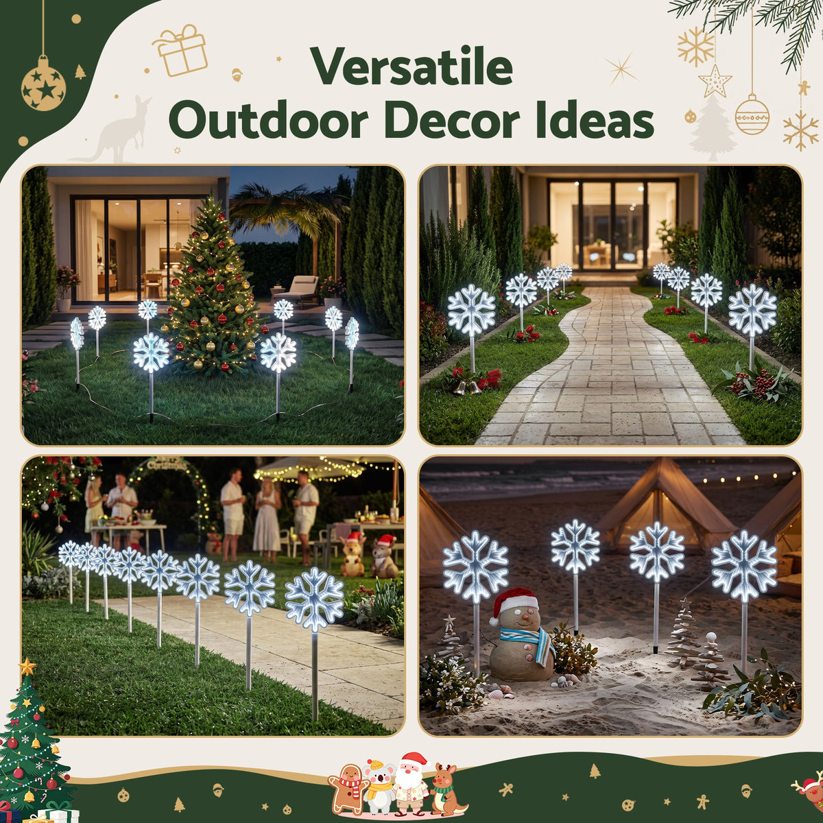 Jingle Jollys 4 pk Christmas Lights Path Lights Garden Pathway Lighting