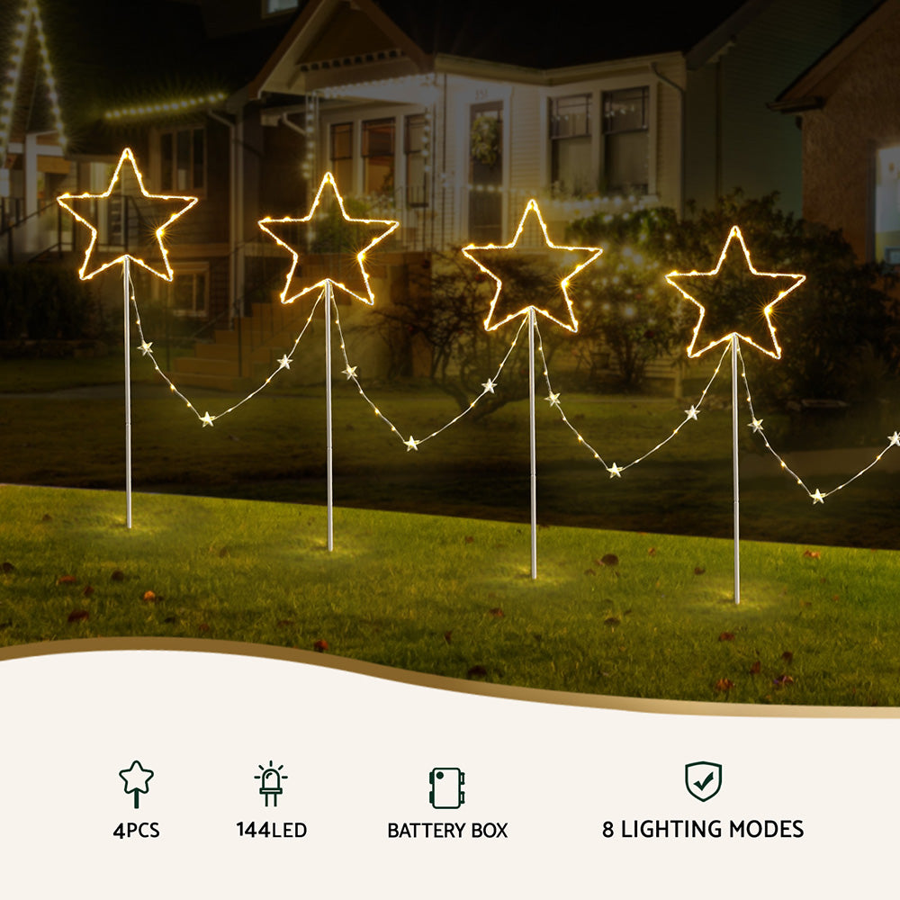 Jingle Jollys 4 PCS Christmas Lights Path Ground Light Garden 144 LED