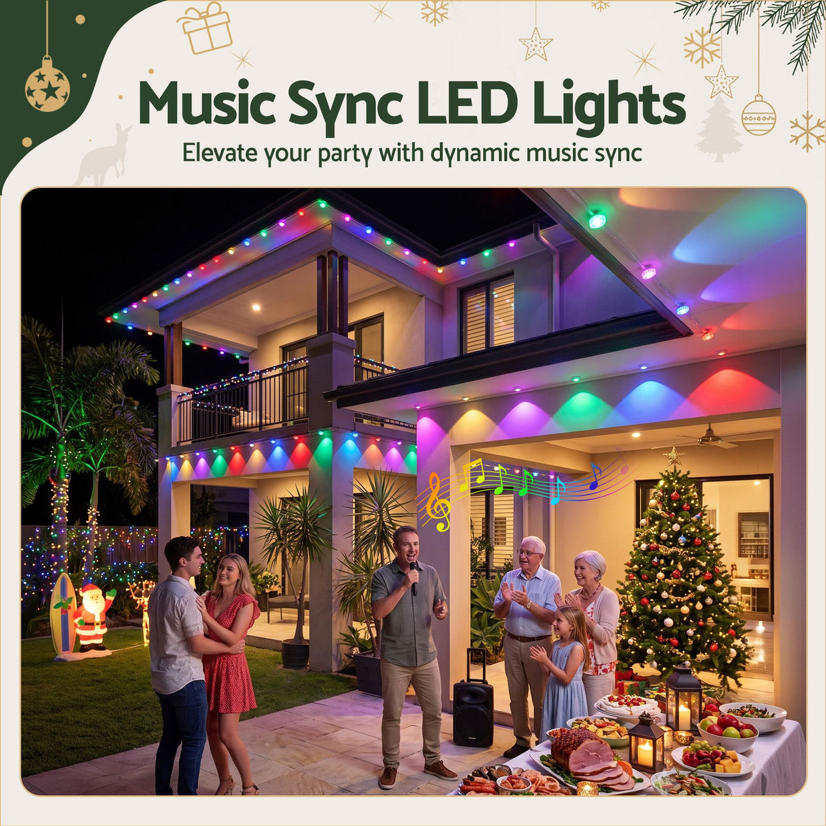 Jingle Jollys 30M Christmas Permanent Lights Smart Eaves App Control 72LED