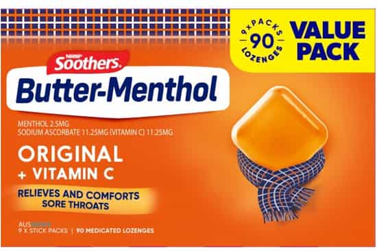 Nestle Butter Menthol Soothers Lozenges (90 pk)