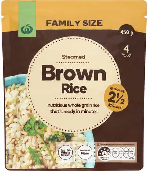 Woolworths Microwave Brown Rice Family Size (450 gs)