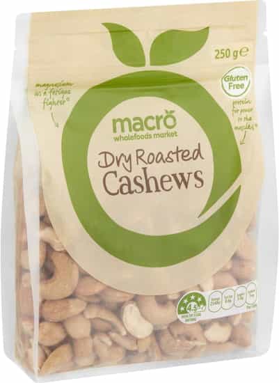 Macro Dry Roasted Cashews Nuts (250 gs)