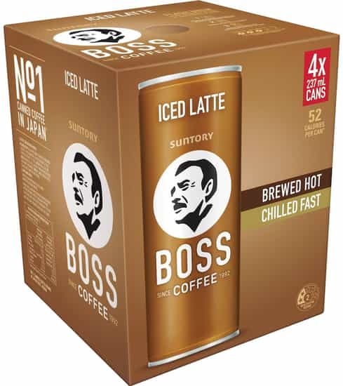 Suntory Boss Coffee Iced Latte Cans (237 ml × 4 pks)