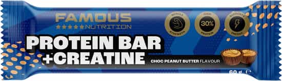 Famous Nutrition Choc Peanut Butter Flavour Protein Plus Creatine Bar (60 gs)