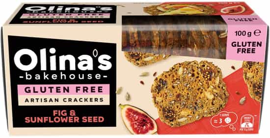 Olina's Bakehouse Gluten Free Fig & Sunflower Seed Artisan Crackers (100 gs)