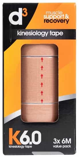 D3 K6.0 Kinsesiology Tape (50mm x 6M x 3pk)