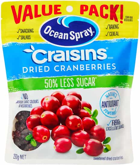 Ocean Spray 50% Less Sugar Dried Cranberries (250 gs)