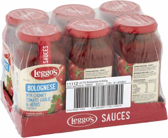 Leggo's Bolognese With Chunky Tomato, Garlic & Herbs Sauce (500 g x 6 ct)