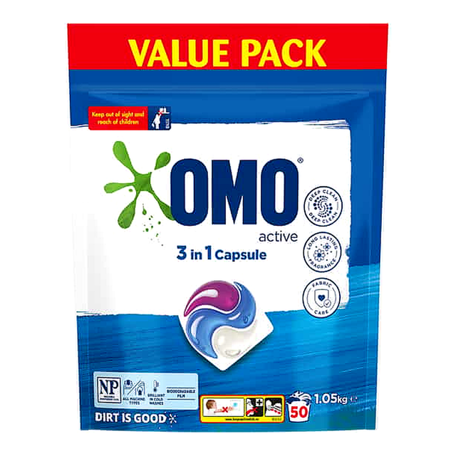 Omo Triple Active 3-in-1 Laundry Capsules (100 pk)