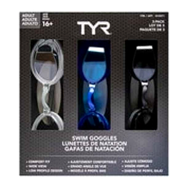 TYR Adult Goggles (3 pk)