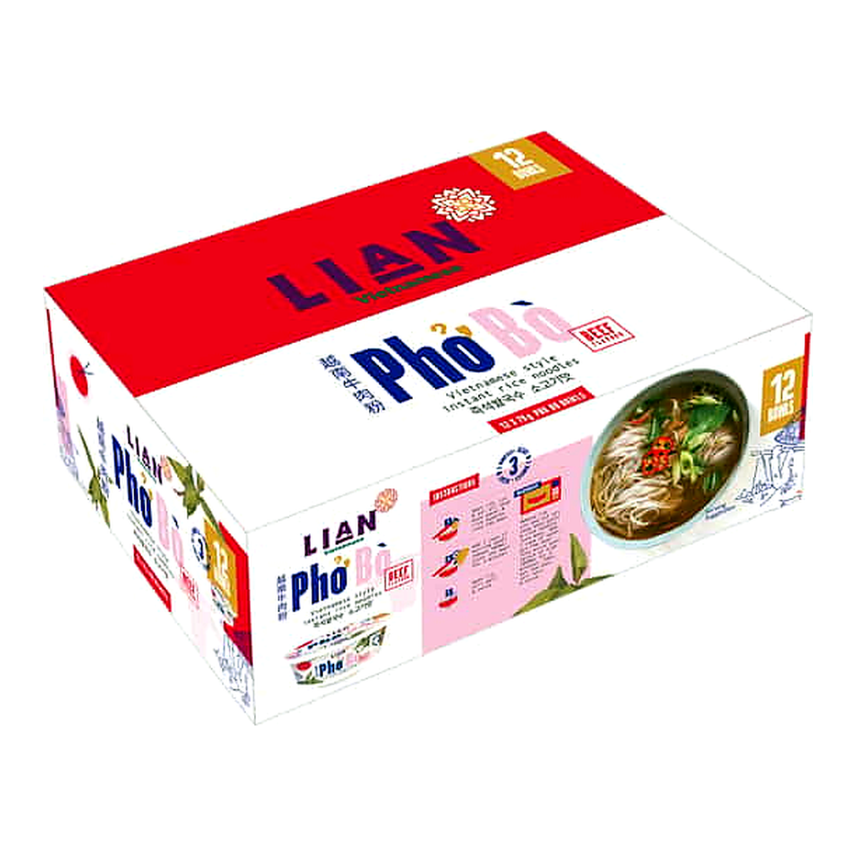 Lian Pho Bo Rice Noodles (70 g x 12 pk)